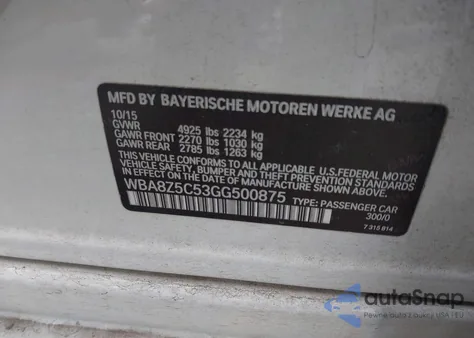 2016 BMW 328I Gran Turismo xDrive from USA, damaged, VIN WBA8Z5C53GG500875